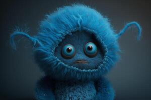 pelzig Blau Außerirdischer Monster- Porträt Treffen das schrullig außerirdisch ai generiert foto