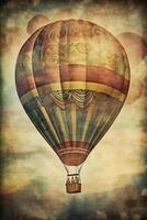 schwebend über das Wolken ein Pastell- Gemälde von ein heiß Luft Ballon ai generiert foto