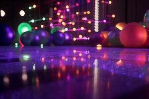 beschwingt Disko Beleuchtung erleuchten leeren tanzen Fußboden ai generiert foto