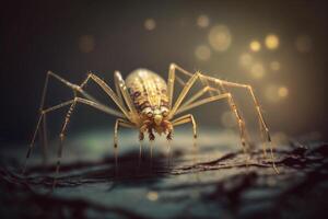 hyperrealistisch Illustration von ein Erntemann Spinne, Nahansicht Aussicht ai generiert foto