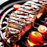gegrillt Schweinefleisch Koteletts Steak auf das Grill Grill. generativ ai. foto