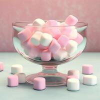 zäh Süßigkeiten oder Marshmallows sind weich. ai generiert foto