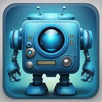 Roboter Symbol Illustration auf Blau. generativ ai foto