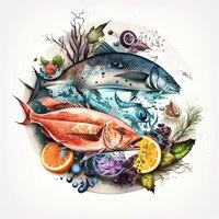 Fisch Essen konzeptionelle Hintergrund generativ ai foto