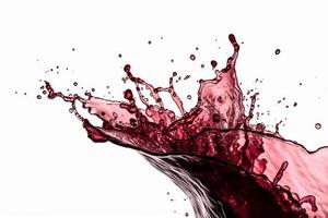 rot Wein Spritzen auf Weiß Hintergrund generativ ai foto