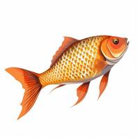 Orange Karpfen Fisch auf Weiß Hintergrund generativ ai foto
