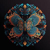 bunt Schmetterling Mandala Kunst. erstellt mit generativ ai Technologie. foto