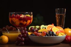 frisch Früchte mit frisch Früchte Mischung im Glas. ai generativ foto