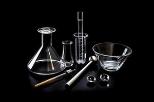 Chemie Labor Ausrüstung Dienstprogramme Trichter Uhr Glas ai generiert foto