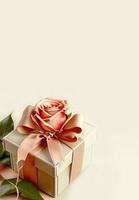 3d machen, Sanft Farbe Geschenk Box mit Rose. foto