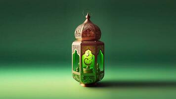 realistisch Arabisch Laterne auf Grün Hintergrund. 3d machen. foto