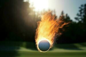 Golf Ball Feuer. generieren ai foto