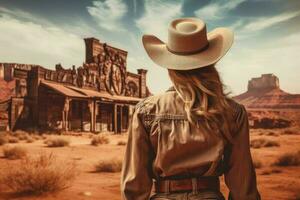 Cowboy wild Westen Saloon. generieren ai foto