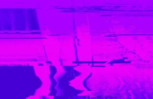 Beschädigung Bildschirm glitchy Traumlandschaft Rosa und dunkel Blau Farbe planen mit interlaced verzerrt Auswirkungen, abstrakt Kunst mit futuristisch und Cyberpunk Ästhetik foto