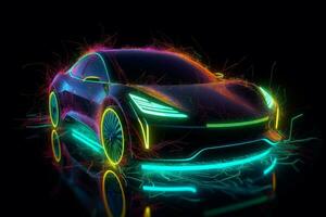 futuristisch Auto Neon. generieren ai foto