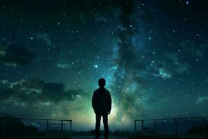 Astronom sternenklar Grün Himmel Nacht. generieren ai foto