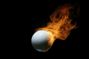 Golf Ball fliegen Flamme. generieren ai foto