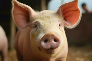 Schwein Gesicht Nahansicht Bauernhof. generieren ai foto