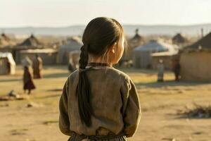 mongolisch uralt Mädchen. generieren ai foto