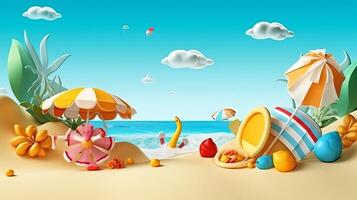 Sommer- das am heißesten Jahreszeit Meer Vektor Illustration Weiß Hintergrund Szene generativ ai foto