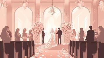 Hochzeit Zeremonie mit frisch verheiratet Paar generativ ai foto