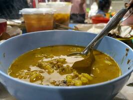 ein Portion von köstlich gulai kambing oder Ziege Curry. indonesisch traditionell Essen foto