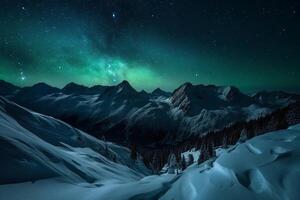 Polarlicht, schweizerisch Alpen, Stern, Schnee, Winter. ai generativ foto
