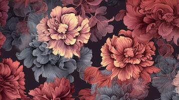 elegant und Jahrgang Blumen- Hintergrund Muster. ai generativ foto