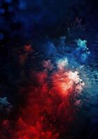 Blau, Rot, Weiss, Feuerwerk, Unabhängigkeit Tag abstrakt Poster Hintergrund, Exemplar. ai generativ foto