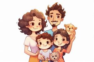 Illustration von ein glücklich Familie. ai generativ foto