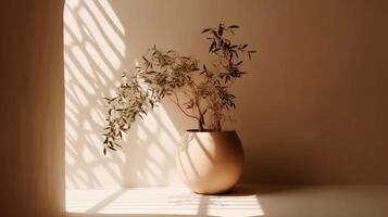 minimalistisch abstrakt sanft Licht Beige Hintergrund. ai generativ foto