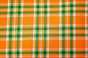 Orange Stoff Textil- Muster, Plaid Hintergrund, Leinen- Baumwolle. ai generativ foto