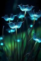 Abbildung von Biolumineszenz Blume Stiele. ai generativ foto