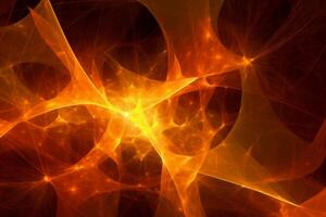Laser Licht Fraktale, Orange und Gelb. ai generativ foto