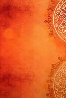 Orange Pantone Farbe Hintergrund Papier Textur Rangoli Muster malen. ai generativ foto