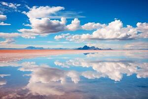 salar de uyuni, Betrachtung Wasser, Himmel. ai generativ foto