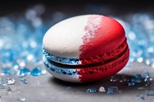 Macaron dekoriert im rot Weiß und Blau zum 4 .. Juli Feier. ai generativ foto