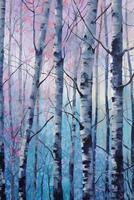 Birke Bäume im Winter fein Kunst drucken im das Stil. ai generativ foto