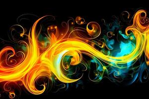 gezeichnet Neon- Farbe Gelb, Verbrennung Flamme Hintergrund Material abstrakt Hand. ai generativ foto