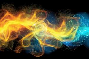 gezeichnet Neon- Farbe Gelb, Verbrennung Flamme Hintergrund Material abstrakt Hand. ai generativ foto