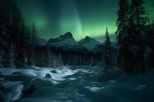 Polarlicht, schweizerisch Alpen, Stern, Schnee, Winter. ai generativ foto