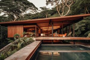 Foto von ein tropisch modern Haus. ai generativ