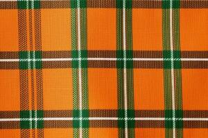 Orange Stoff Textil- Muster, Plaid Hintergrund, Leinen- Baumwolle. ai generativ foto