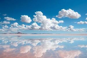 salar de uyuni, Betrachtung Wasser, Himmel. ai generativ foto