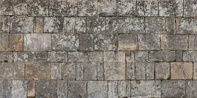 Textur der Steinmauer mit vielen großen braunen Steinen foto