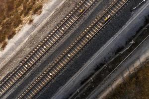 Transportkonzept mit Eisenbahn Draufsicht foto