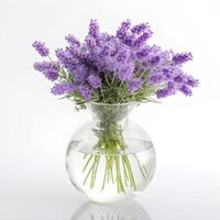 Lavendel Strauß im ein Glas Vase. ai generativ foto