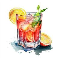 Eis Sangria Cocktail auf ein Weiß Hintergrund. Aquarell Illustration. foto