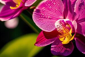 ein schön Orchidee Blumen. Blühen Pracht. das zauberhaft Welt von Orchideen. generativ ai foto