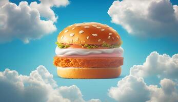 Hamburger mit Wolken im das Himmel, generativ ai foto